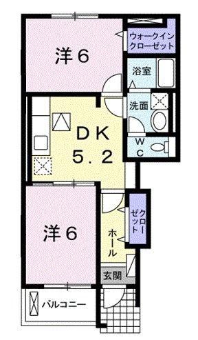 ルピナス(2DK/1階)の間取り写真