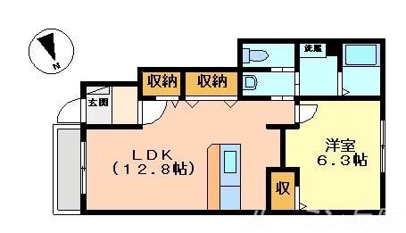 サンセールⅣ(1LDK/1階)の間取り写真
