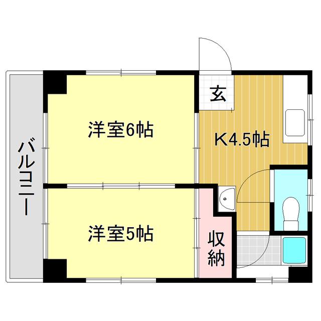 ホームズ第一(2K/4階)の間取り写真
