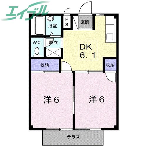 メゾンカリーノ(2DK/1階)の間取り写真
