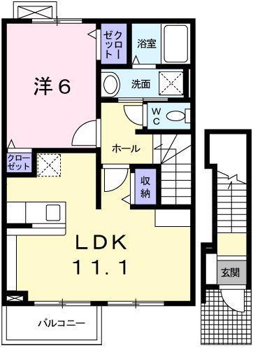 アンシャンテ(1LDK/2階)の間取り写真