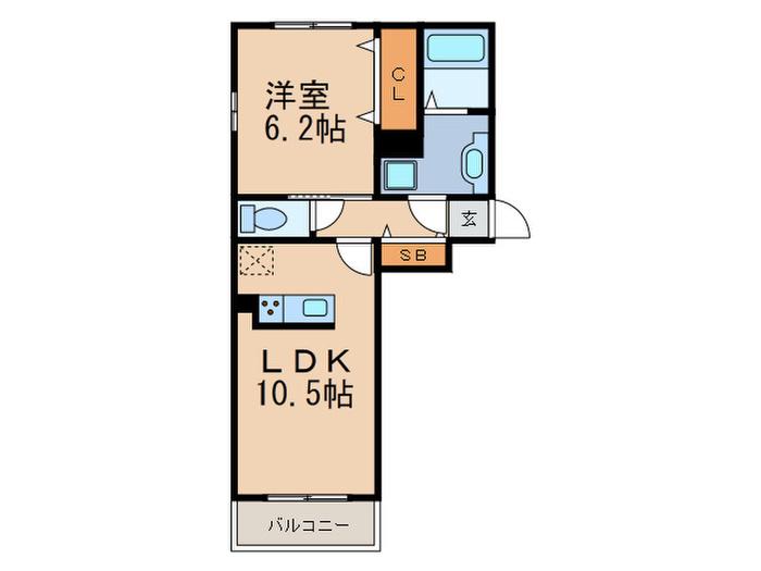 ロッコウコルンーS(1LDK/2階)の間取り写真