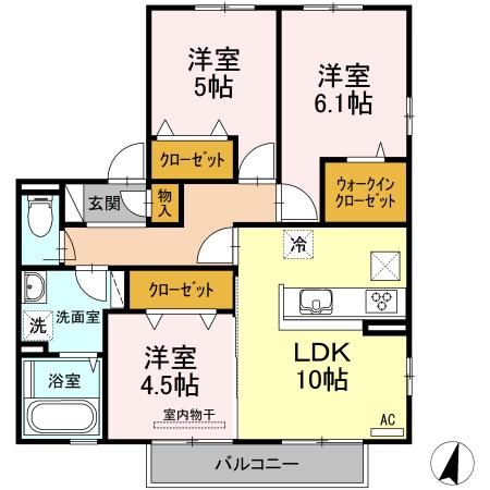 セントラルパークII(3LDK/1階)の間取り写真