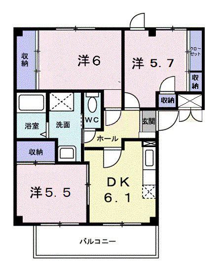 ミノリハイツ(3DK/2階)の間取り写真