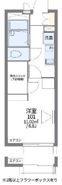 レオパレス栞TODA(1K/2階)の間取り写真