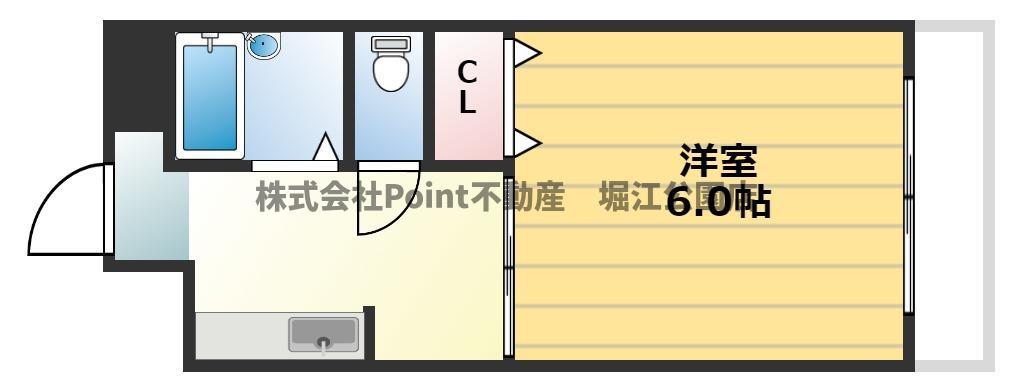 セルヴィス新今里(1K/2階)の間取り写真