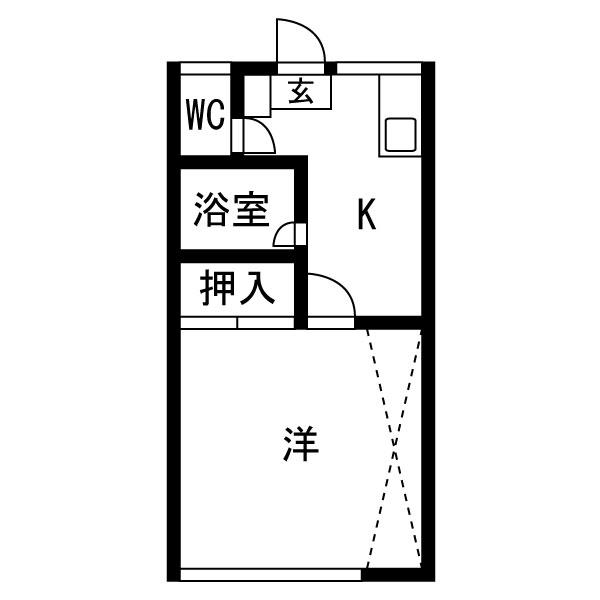 ハイム大井(1K/1階)の間取り写真