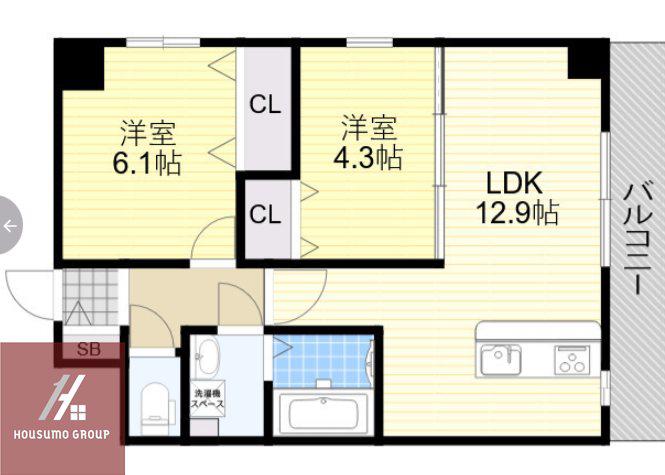 PARKHILLS安堂寺町(2LDK/8階)の間取り写真