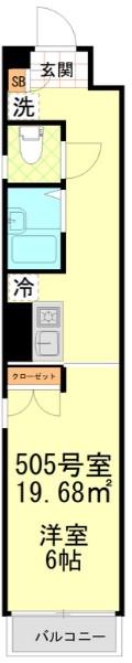 インベスト川崎(1K/5階)の間取り写真