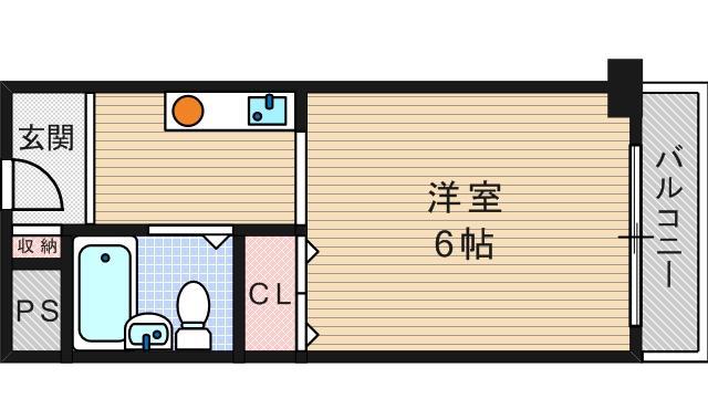 南堀江レヂデンス(ワンルーム/3階)の間取り写真