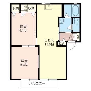 エスペランサB(2LDK/2階)の間取り写真