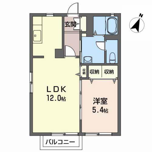 メゾネットやまと(1LDK/2階)の間取り写真