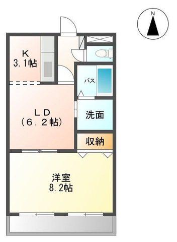 HABITATION白鳥(1LDK/2階)の間取り写真