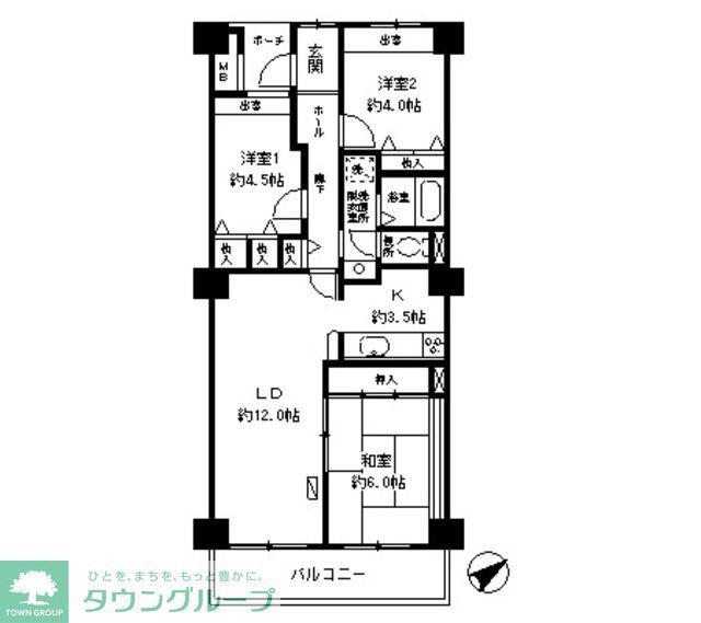 リリオ弐番館(3LDK/9階)の間取り写真
