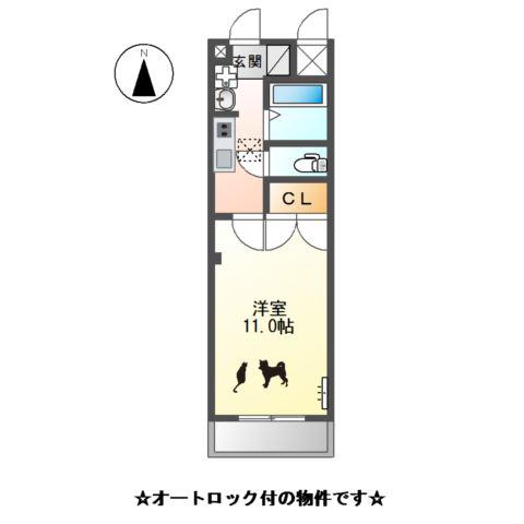 プレジデント川中(1K/1階)の間取り写真