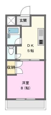 メゾン美鈴(1DK/2階)の間取り写真