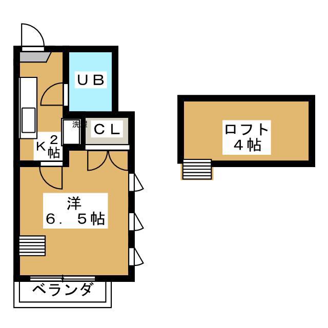 サンハイム(1K/2階)の間取り写真