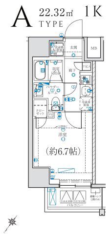 LEXE 横濱関内(1K/5階)の間取り写真