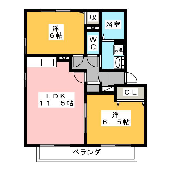 セジュールMOE A・B(2LDK/2階)の間取り写真
