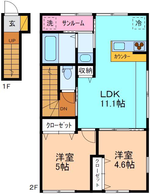IRいしかわ鉄道 小松駅 徒歩25分 2階建 新築(2LDK/2階)の間取り写真