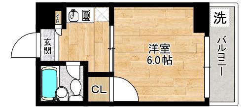 OSAKA PARKLAND INC(1K/4階)の間取り写真