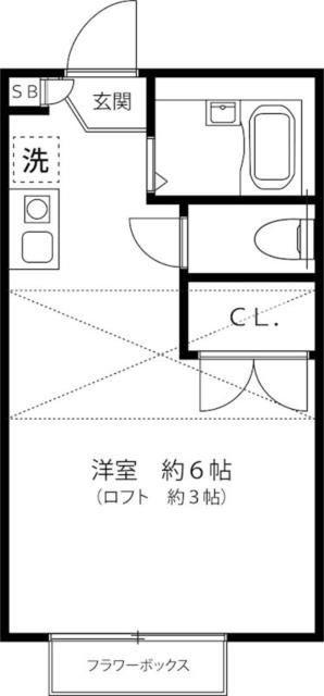 カーサ横浜青葉(1K/1階)の間取り写真