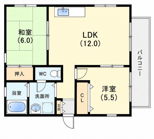 サンライズ甲東(2LDK/3階)の間取り写真