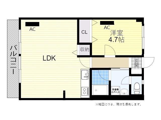 リヴェールDY(1LDK/4階)の間取り写真