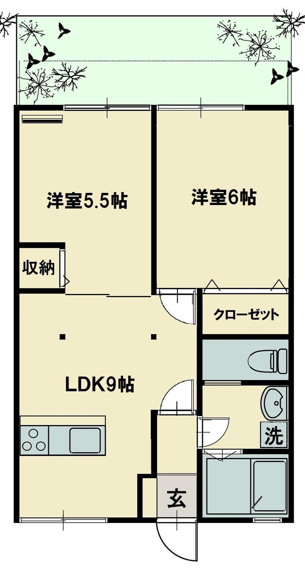 志幸39 サフラン(2DK/1階)の間取り写真
