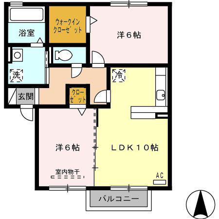 プラムF(2LDK/2階)の間取り写真