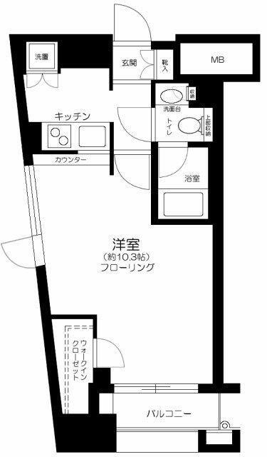 パレステュディオ神楽坂シティタワー(1K/12階)の間取り写真