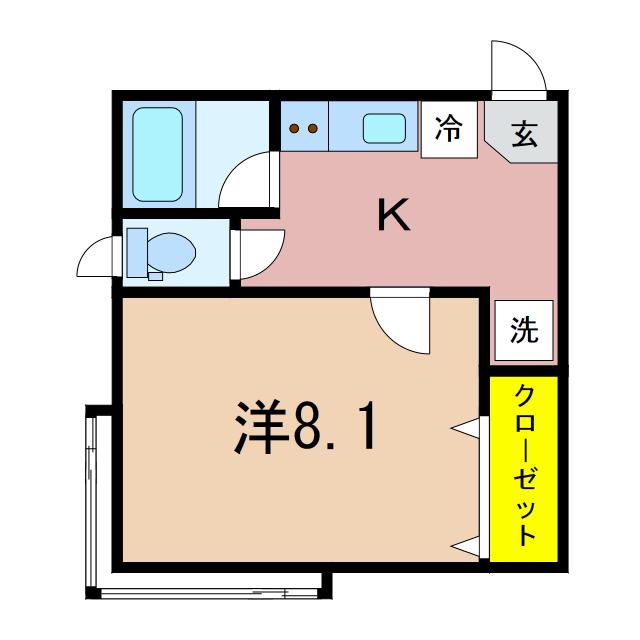 ヒルタウン飛鳥(1K/1階)の間取り写真