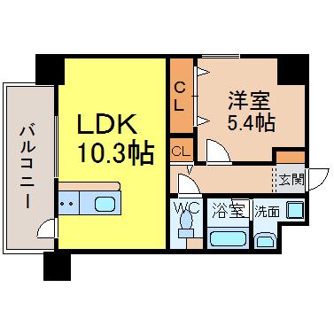 ル・コンセルト本陣(1LDK/7階)の間取り写真
