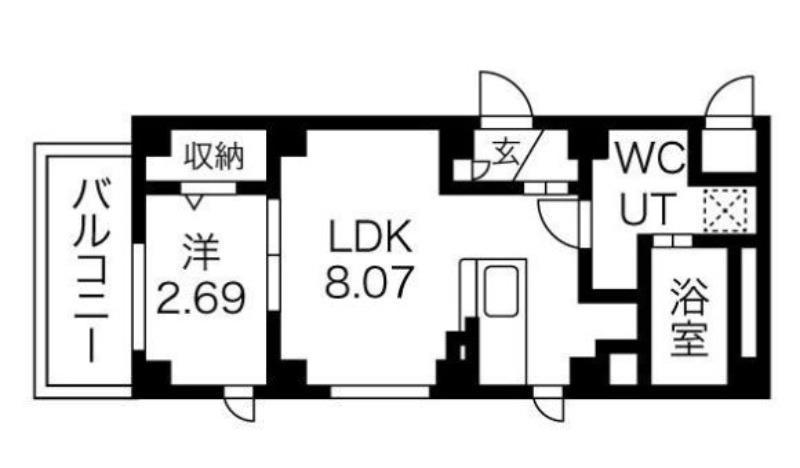 ラシーネ錦町(1LDK/3階)の間取り写真