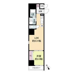 URBAN PARK難波南(1LDK/5階)の間取り写真