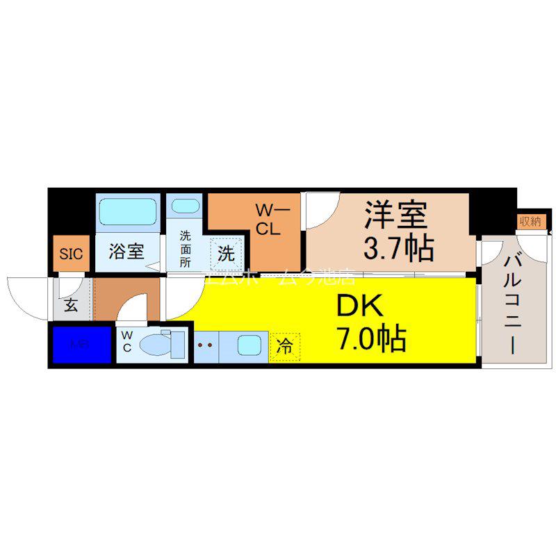 エステムコート名古屋新栄Vラポール(1DK/14階)の間取り写真
