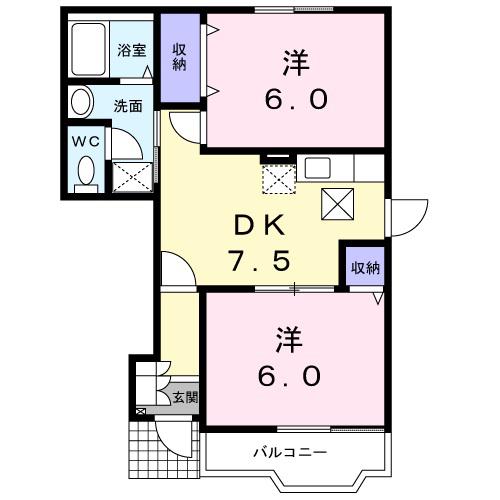 サンライズ倉持(2DK/1階)の間取り写真