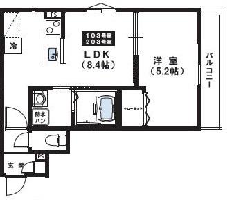 MAISON CALME(1LDK/1階)の間取り写真