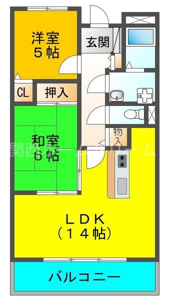 グレイシィーK.Y(2LDK/5階)の間取り写真