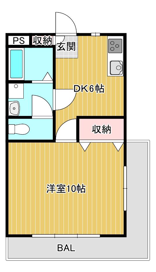 ライーストサン(1K/1階)の間取り写真