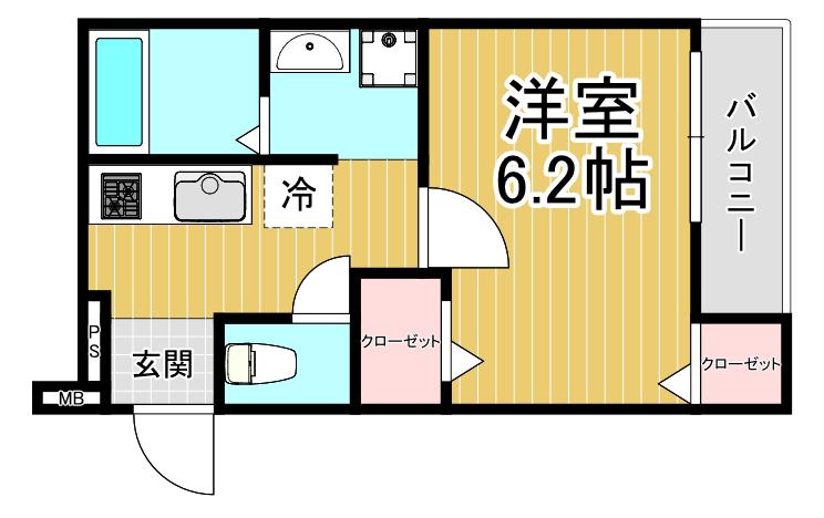 フジパレス西宮甲東園3番館(1K/1階)の間取り写真