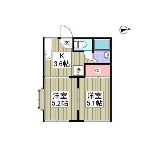 コスタル杉田(2K/1階)の間取り写真