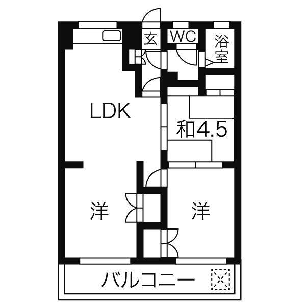 プリミエール平和ヶ丘(2LDK/4階)の間取り写真