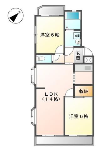 小笠原マンション(2LDK/3階)の間取り写真