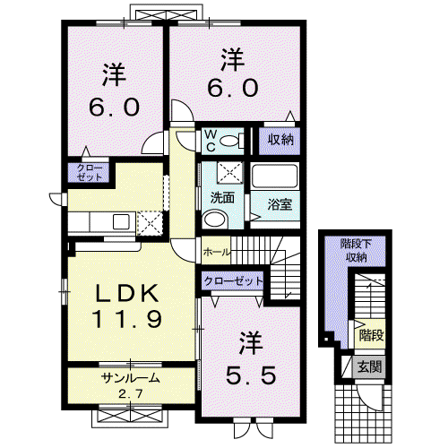 アンファミーユIII(3LDK/2階)の間取り写真