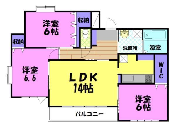 ビオス竹林(3LDK/1階)の間取り写真