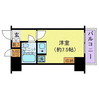 朝日プラザ一番町(ワンルーム/2階)の間取り写真