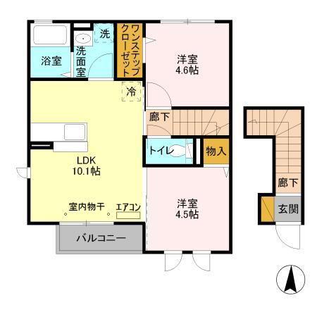 メゾンさくらの杜(2LDK/2階)の間取り写真