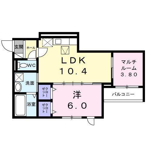 ヒカルサ枚方高野道(1SLDK/1階)の間取り写真