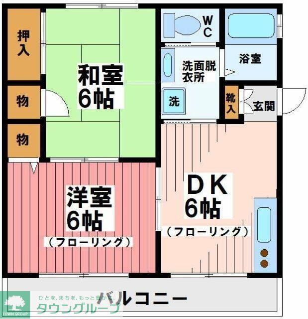 サンハウス(2DK/2階)の間取り写真